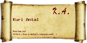 Kuri Antal névjegykártya